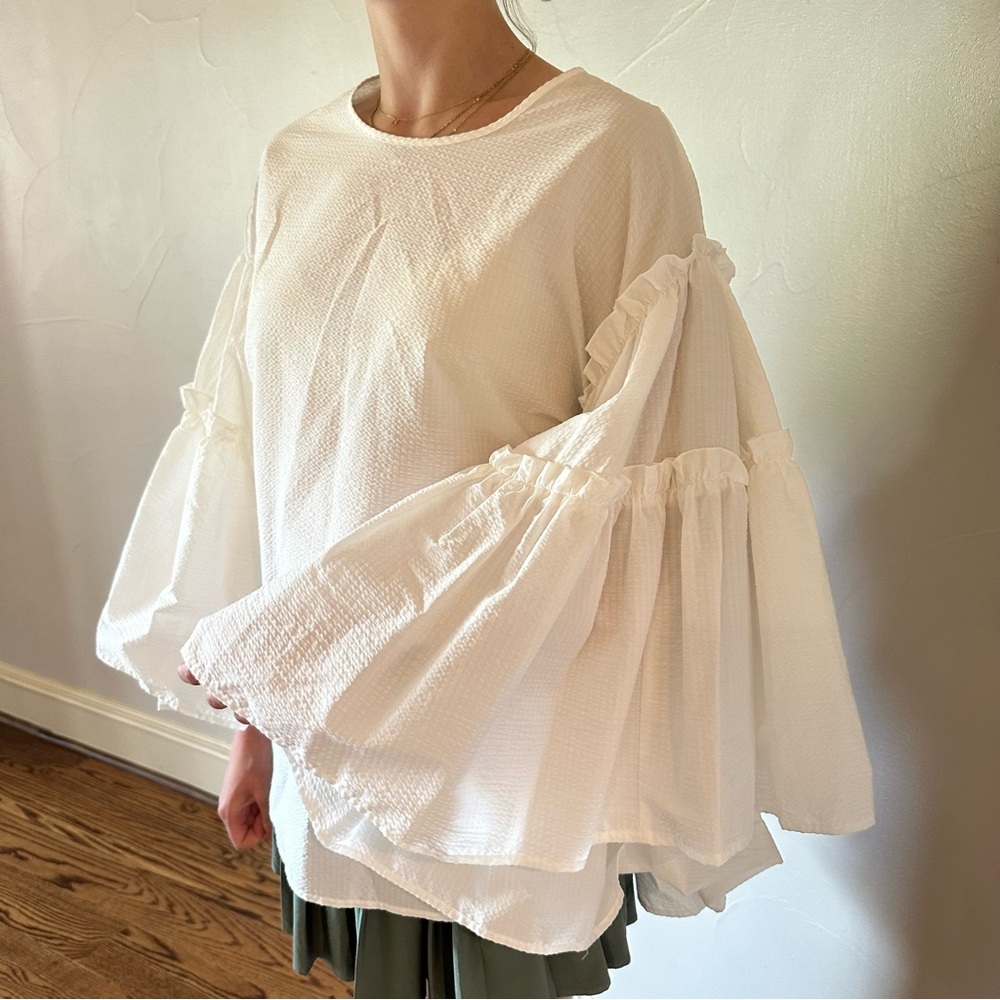 MSGM NWOT Ruffle Sleeve Top🌸